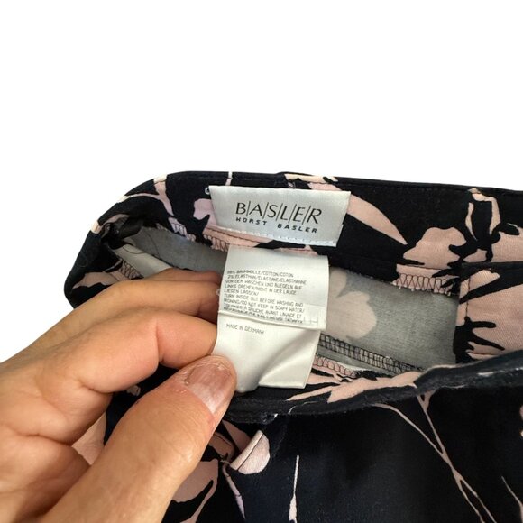 Basler Floral Straight Leg pants Womens Size 38 Elegant Casual Wear Black Pink - Picture 3 of 9